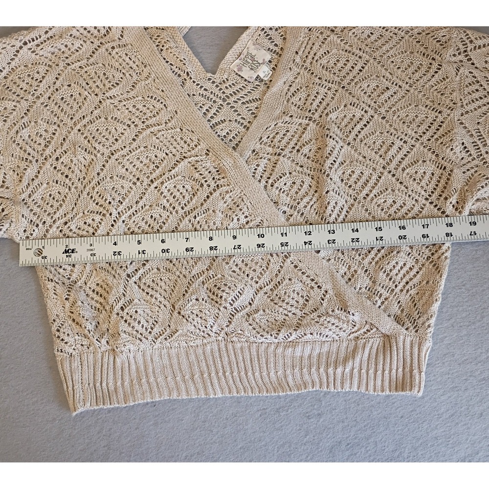 Hippie Rose Crochet Crop Top Cream Colored Light Weight Sx Large - Picture 3 of 11